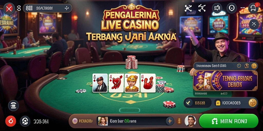 Tangkapan layar gameplay Live Casino 8II menunjukkan dealer profesional dan suasana kasino yang mendebarkan.
