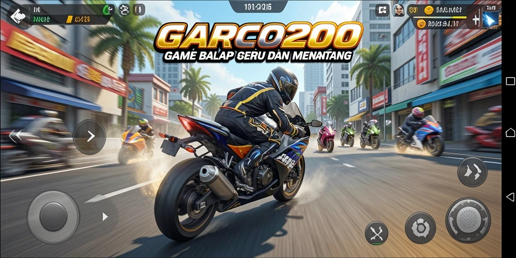 Tampilan gameplay GARCO200 yang mendebarkan di trek balap.