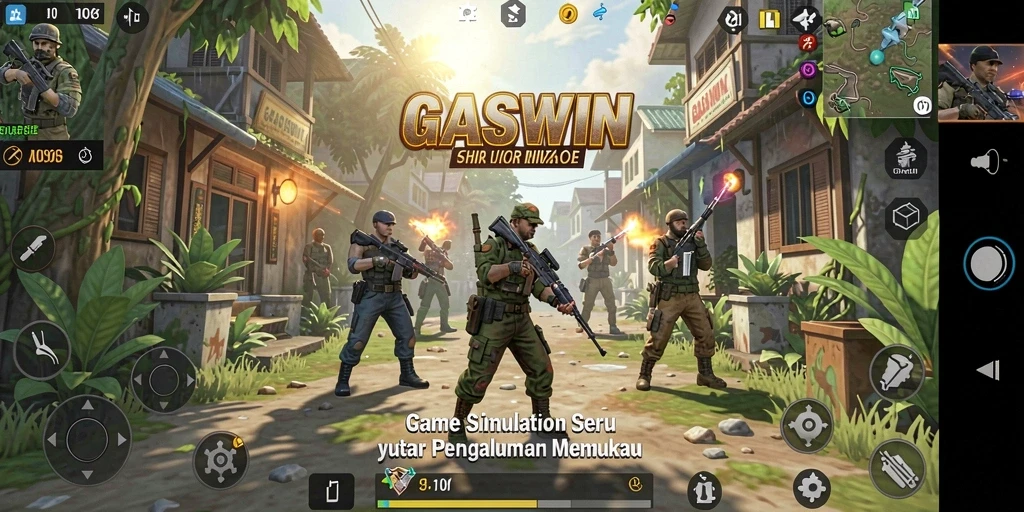 Screenshot GASWIN menunjukkan aktivitas seru dalam gameplay Simulation.