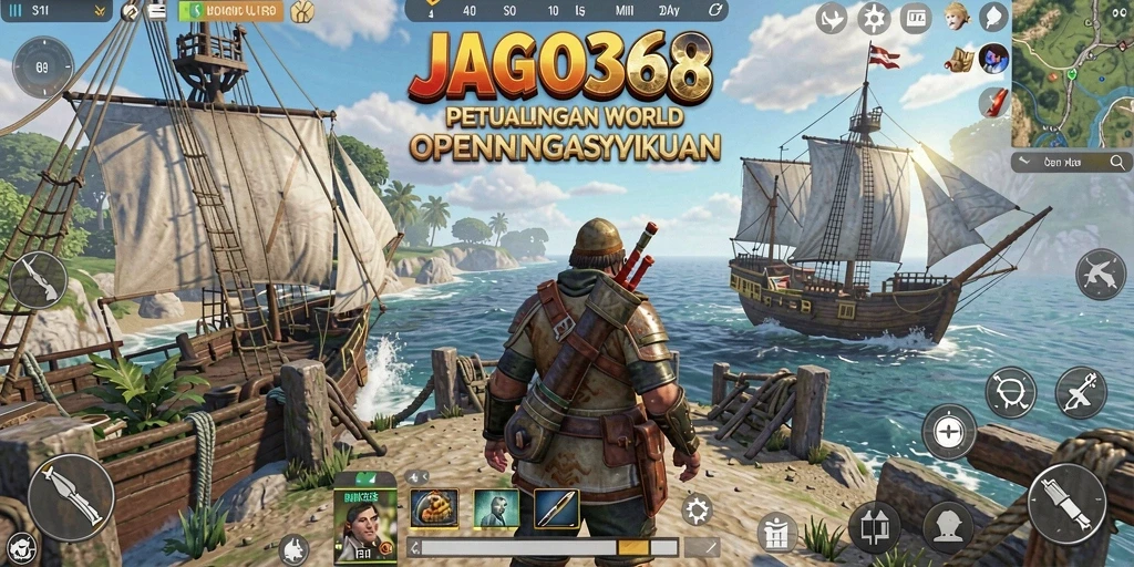 Gameplay JAGO368 menampilkan eksplorasi dunia yang luas dan indah.