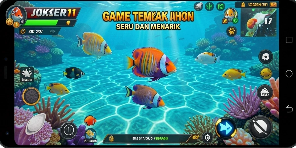 Tampilan gameplay seru dari JOKER11 dengan berbagai ikan yang menunggu untuk ditangkap.