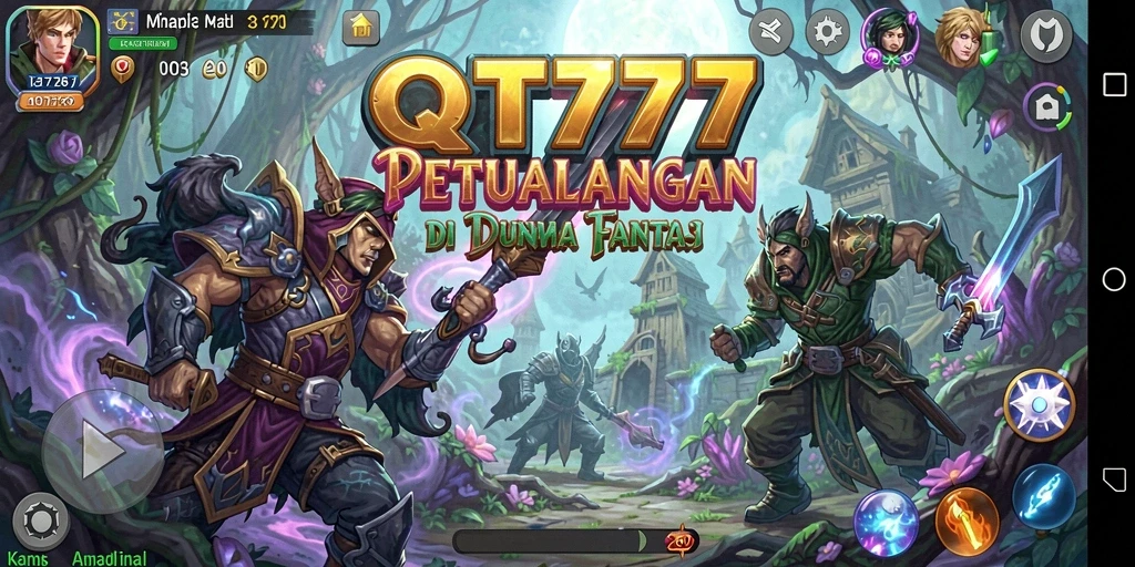 Tangkapan layar QT777 menampilkan karakter utama saat menjelajahi hutan misterius.