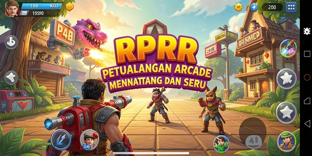 Screenshot gameplay RPRR yang menunjukkan petualangan Arcade seru.