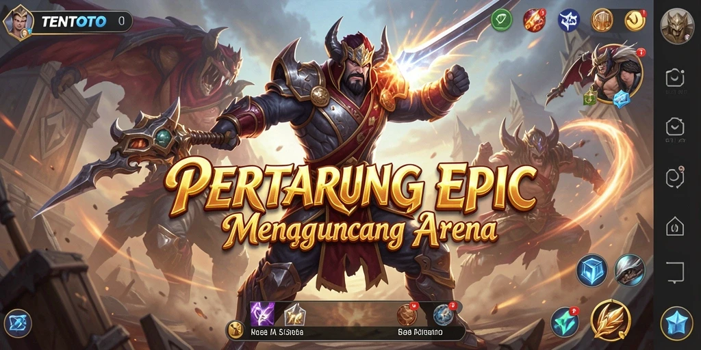 Screenshot gameplay TENTOTO dengan pertarungan seru.